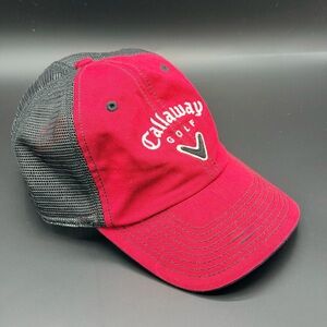 NWT NEW Callaway Golf Men’s Trucker Hat Red & Black Adjustable Mesh Cap Hat